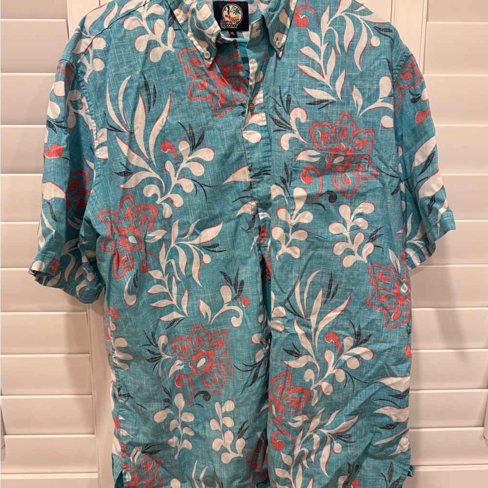 Reyn Spooner Teal and Red Floral Shirt
